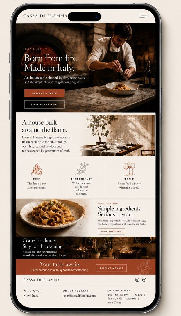 Cassa di Flamma concept on a phone: the home screen.