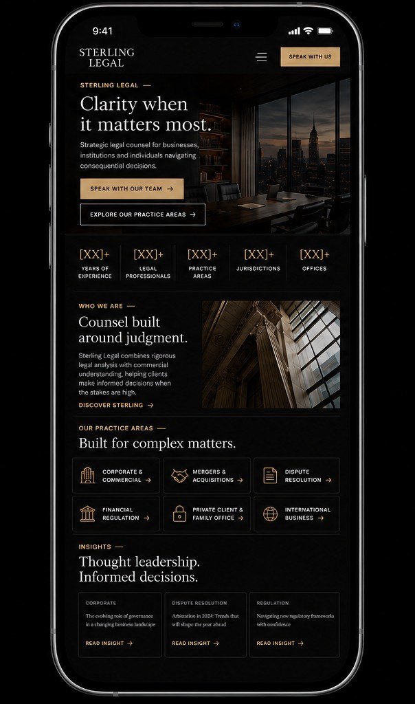 Sterling Legal concept on a phone: the home screen.